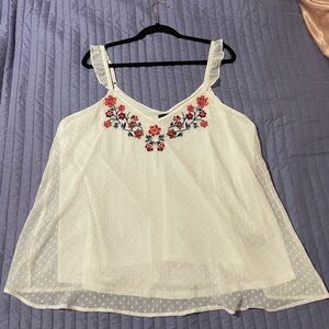 TORRID Ivory Floral Embroidered Clip Swiss Dot Cami Tank Top Plus Size 0
